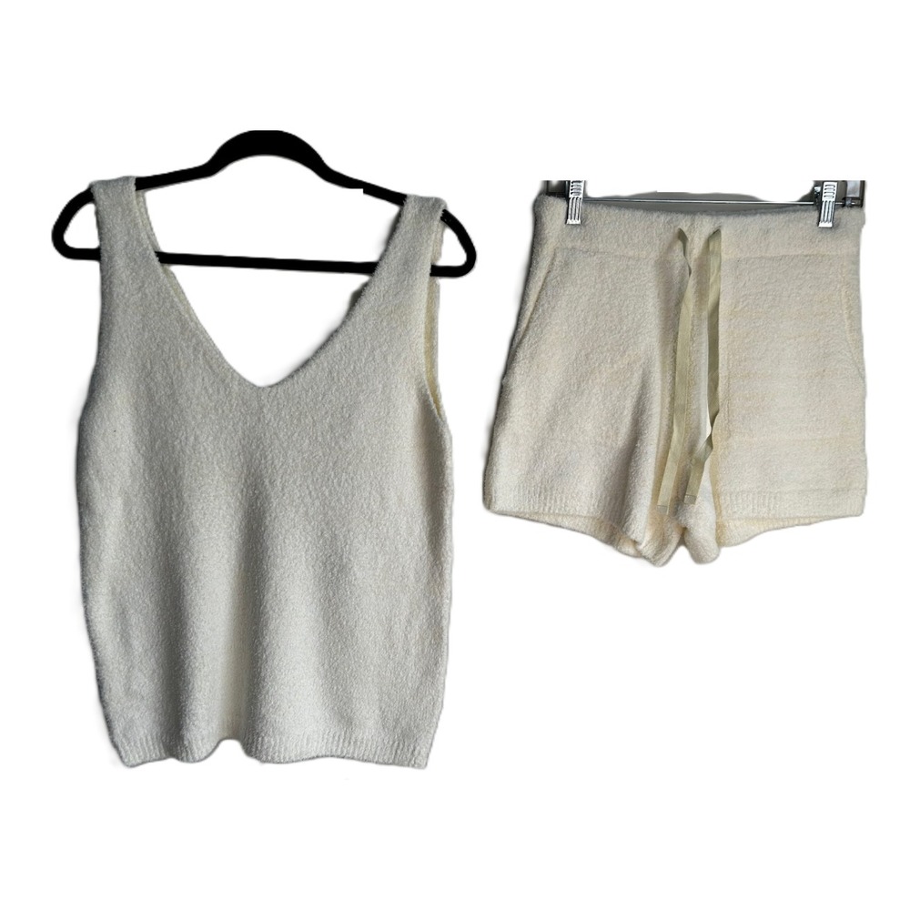 Softies Double V-Neck Tank‎ and Short Set Heather Light Yellow Loungewear Small